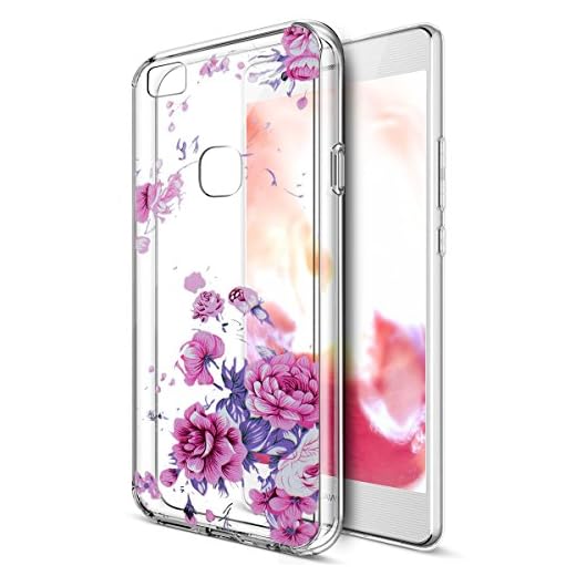 Huawei P9 Lite fodral, Huawei P9 Lite fodral, ikasus konst målad mandala blommor kristall klar smal flexibel mjuk gummi gel TPU skyddande stötfångare fodral för Huawei P9 Lite, lavendel pion blomma