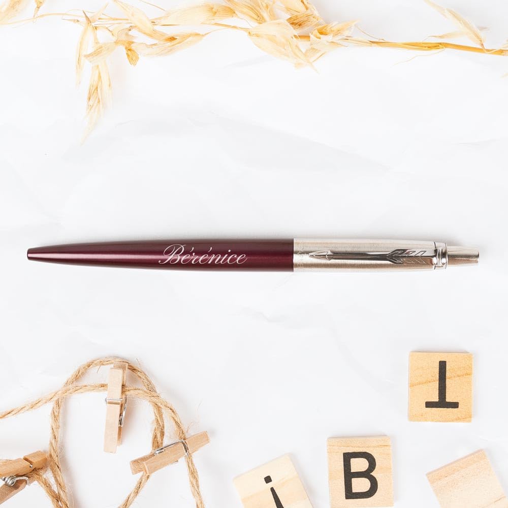 Ocadeau Biros personalizados creados a partir de un bolígrafo Parker Jotter violeta con texto grabado - Biros personalizados Jotter Core violeta