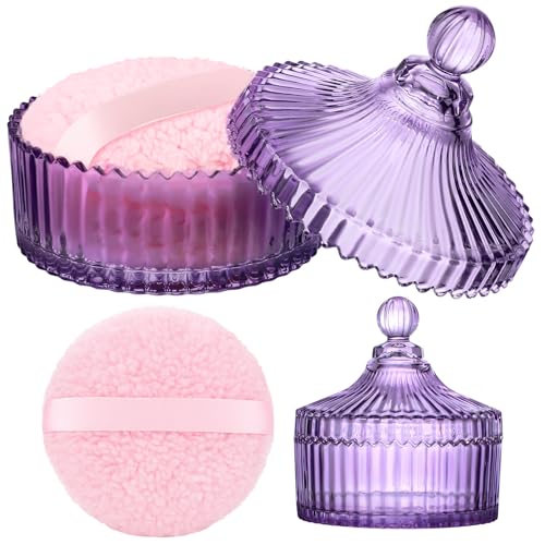 Ferrochef Extra Large Body Powder Puff and Container, 5.5'' Crystal