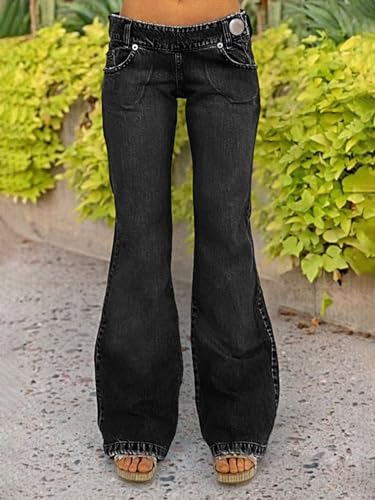 Flamingals Low Rise Flare Jeans for Women Trendy Y2K Button Side Bell Bottom Bootcut Jeans2