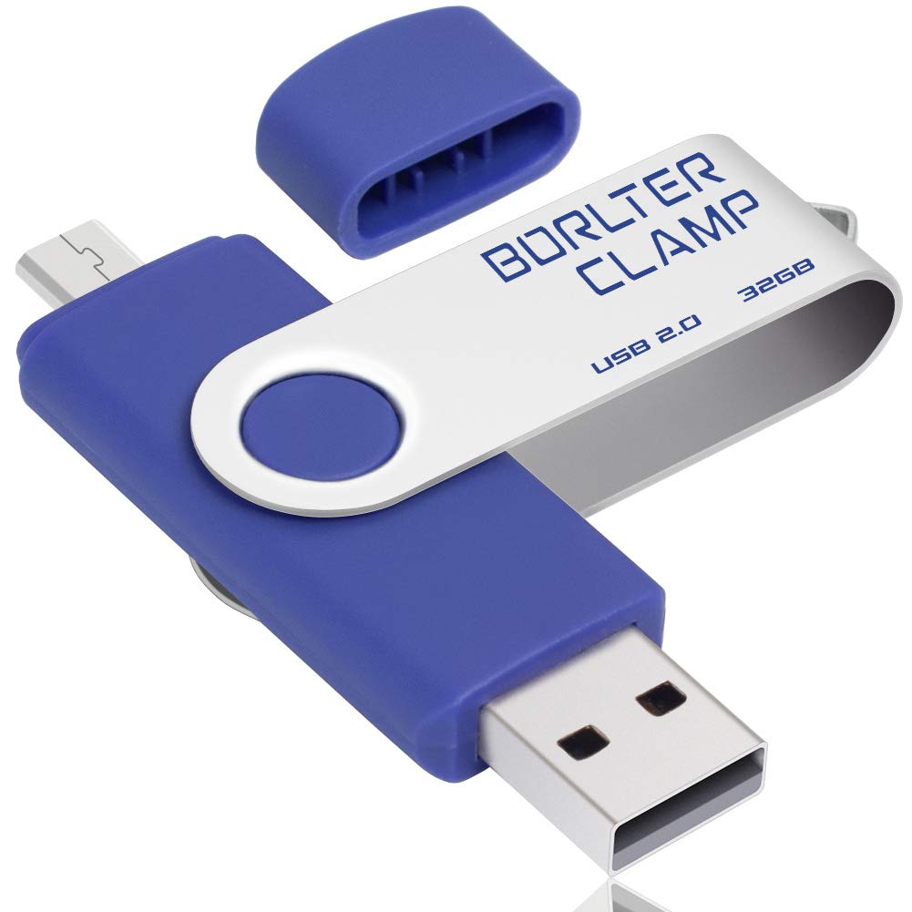 BorlterClamp 32GB USB Flash Drive Dual Port Memory Stick, OTG Swivel Thumb Drive with Micro USB Drive Port for Android Smartphone Tablet & Computer (Blue)-image-18