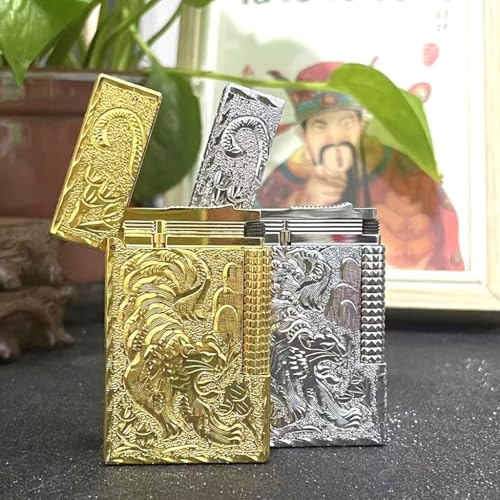Encendedor retro con sonido de butano, diseño tigre dorado miniatura 3