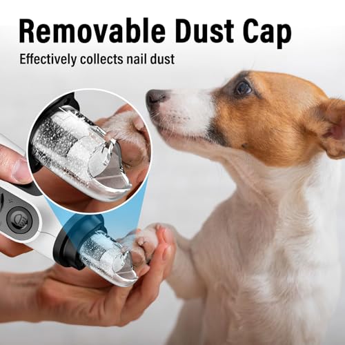 Casfuy Smarter Krallenschleifer für Hunde 6-Gang – 50% Mehr Leistung Krallenschleifer für Haustiere mit 2 LED-Leuchten, Superleise, Wiederaufladbare für Große, Mittelgroße und Kleine Hunde und Katzen