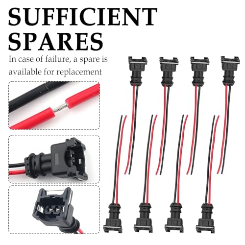 Image of 8PCS Fuel Injector Connector,Fuel Injector Wiring Harness Compatible with Any RC, Bosch EV1 Fuel Injector,Universal Fuel Injector Harness Car Accessories with Waterproof Shell