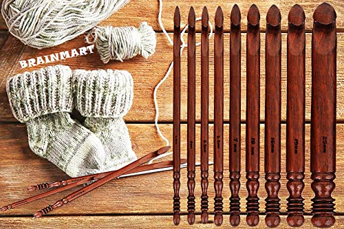 Brainmart F5G01 Wooden Crochet Hooks Rosewood Knitting Needles Various Sizes Engraved Knitting Needle thumb #5