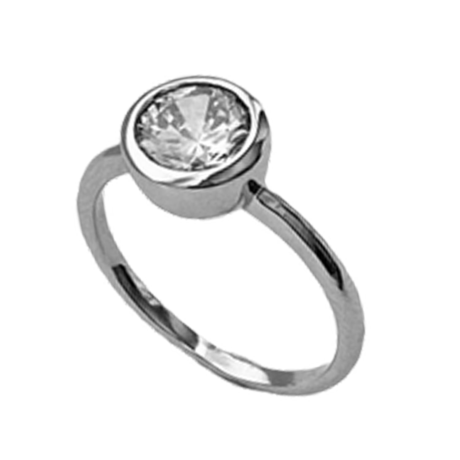 Anillo redondo CZ blanco natural, anillo de regalos de compromiso, anillo solitario, anillo de regalos de ceremonia de boda, anillo minimalista