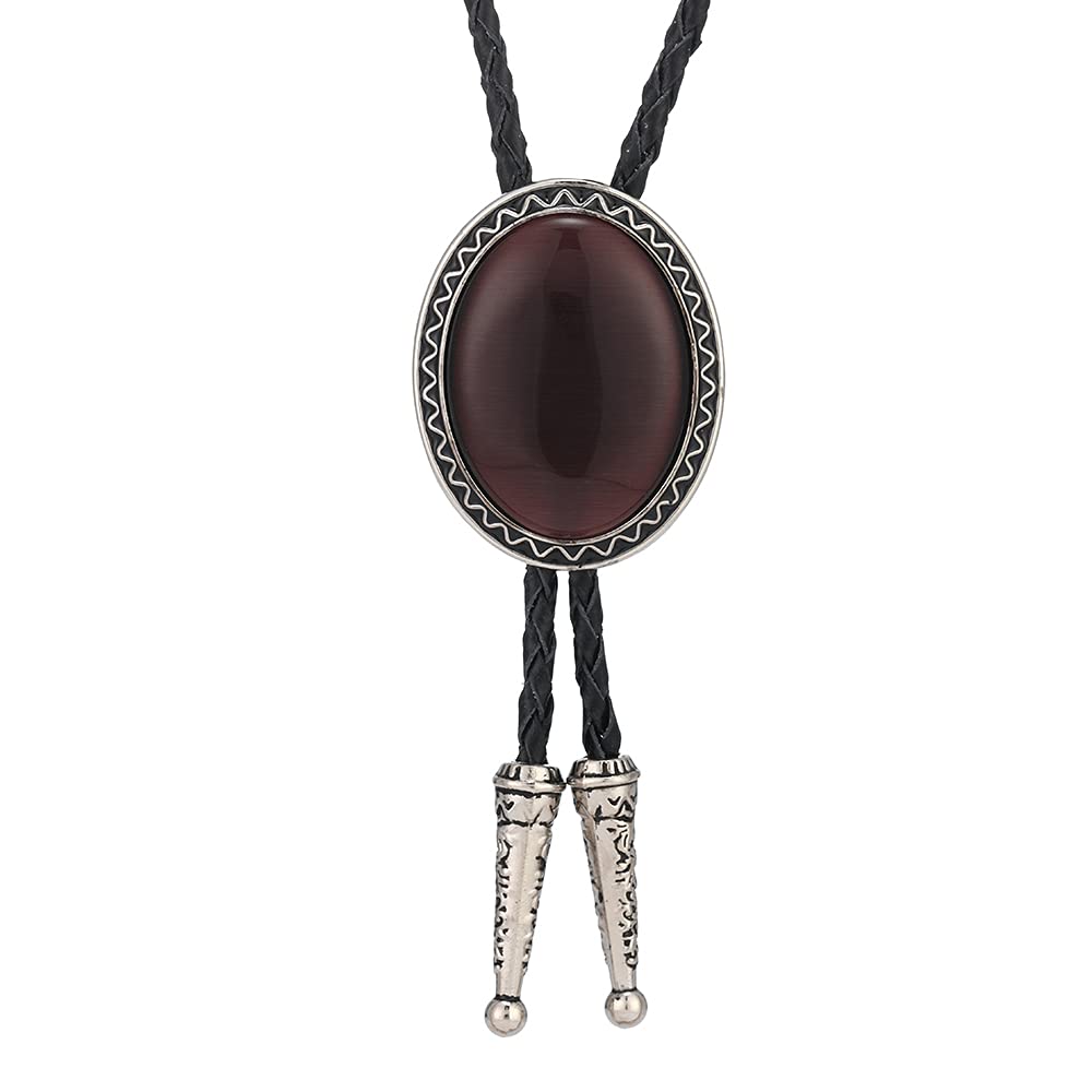 Bolo Tie for Men Women Cowboy Turquoise Celtic Natural Tiger Eye Stone Longhorn Bull Western Leather Bolo Necktie