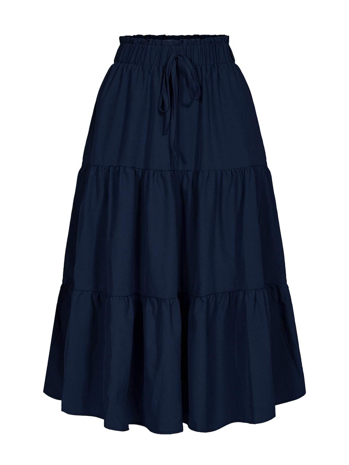 MSLG Women's High Elastic Waist Midi Skirt Casual Summer Trendy Tie Front Flowy Ruffle Floral Print A line Skirts 626