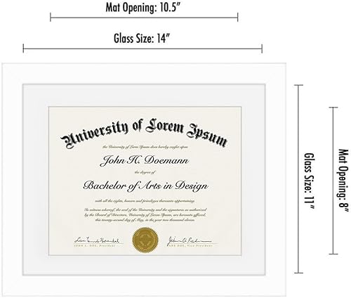 Miniatura 2 de Americanflat Marco de diploma de 11 x 14 pulgadas con vidrio inastillable, juego de 2 unidades, para uso como marco de 8.5 x 11 pulgadas con