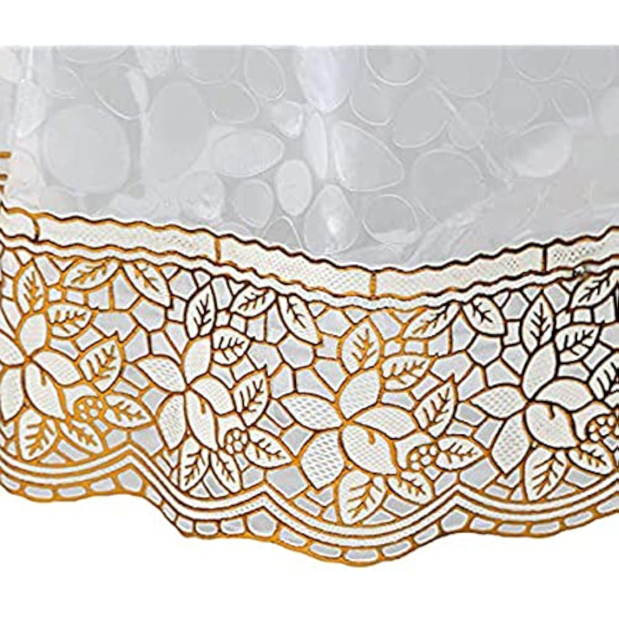 Golden Lace Round Table Cover for 6 Seater