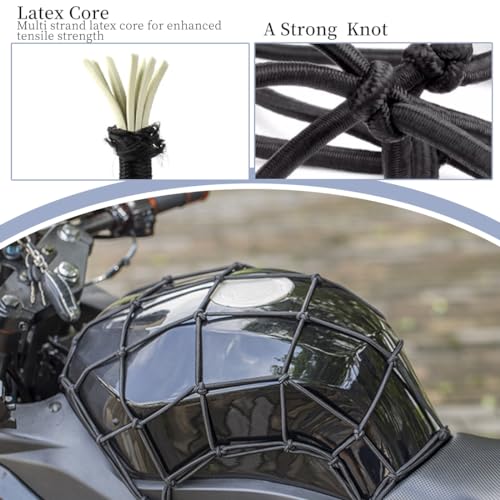 Gepäcknetz Fahrradkorb Hinten 40x40 cm, Schwarz Netz für Fahrradkorb und Motorrad, mit Haken
