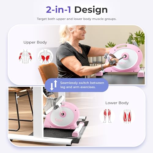 Sunny Health & Fitness (Pink) Under Desk Smart Mini Pedal Exerciser, Dual Function Exercise Cycle Bike with Low Profile Design - P2330 by Sunny Health & Fitness - Used condition - Image 2