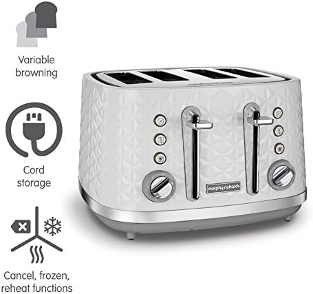 Morphy Richards Vector 4 Slice Toaster 248134 White Four Slice Toaster White Toaster