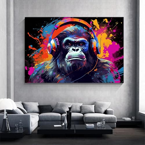 Affiche Gorille Graffiti pour raviver un mur blanc décoration de salon colorée