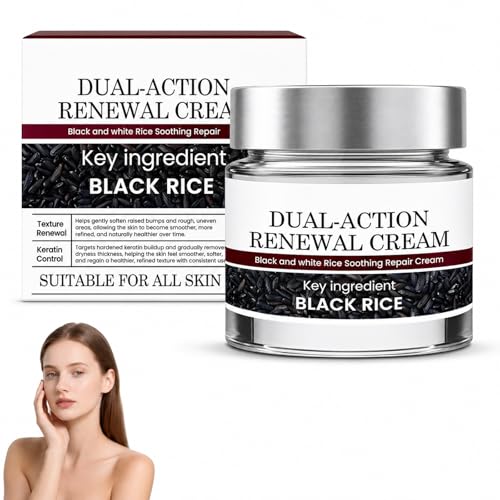 Keratin Erase Dual-Action Renewal Cream with Black & White Rice Soothing Repair Face Moisturizer for Hydration Barrier Support & Daily Skin Care All Skin Types