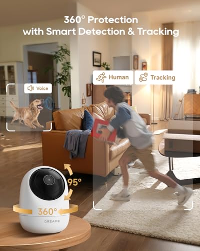 DREAME 2.5K 4MP Pet Dog Camera, Indoor Security Camera Wireless, Dual-Band 5G/2.4G Wi-Fi, Auto-Tracking, 360° Pan-Tilt, Cloud & Local Storage, Physical Privacy Mode, Work with Alexa & Google, White - Image 5