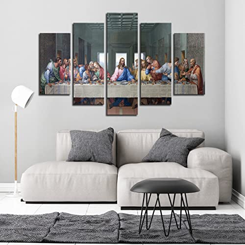 Nan Wind 5 Piece Large Size The Last Supper By Leonardo Da Vinci Classic Art Print Wall Picture Giclee Canvas Prints Wall Art For Home Decor Ready To Hang Famous Painting Replica£© #TOP5