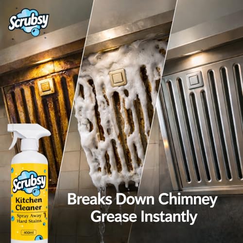 Image of Kitchen Cleaning Spray - Kitchen Surface and Chimney Cleaner - Gas Stove Cleaner Liquid Spray - All Purpose Grease, Slab Tough Degreaser Foam Spray, Streak-Free Shine, 800ml, Pack of 2