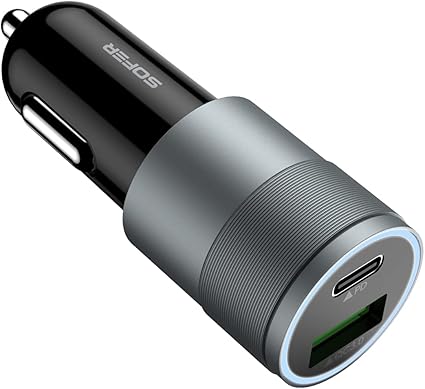 Amazon Co Jp Sofer カーチャージャー Usb 45w シガーソケット Pd Qc3 0対応 2ポート 45w 12v 24v車 急速充電 車載 充電 Usb C Usb A Iphone Ipad Galaxy Xperia その他android各種対応 Cc01 車 バイク