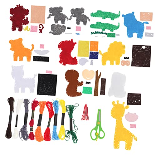 Wakauto 1Set DIY Felt Animal Craft Kit Jungle Animals for Adults Creative Sewing Projects for Home Decor and Educational Fun