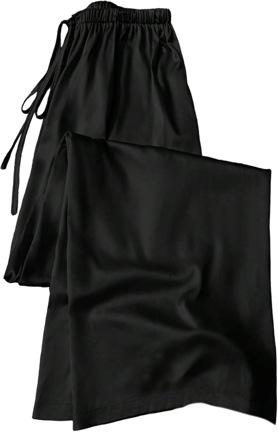 GORGLITTER Women's Satin Wide Leg Pants Drawstring Waist Baggy Long Pants Dressy Trousers