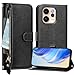 Kukoufey Compatible with Oppo Reno 15 Pro Case Cover,Compatible with Oppo Reno15 Pro 5G PLV110 Flip PU Leather Zipper Wallet Protective Cases Black