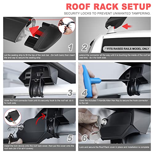 J2 Engineering J2-Rr-120-Bk Pair Of 49" Aluminum Roof Rack Cross Bars Cargo Luggage Carrier For Raised Rails With Angled Edges, Universal, 32" - 48.5" Adjustable, Black #TOP4