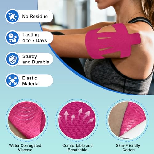 12 Count Kinesiology Tape for Shoulder,Shoulder Tape for Pain Relief,Pre-Cut for Easy use. Stretchy Cotton Material ensures Comfortable wear with Hypoallergenic Adhesive Lasting 4-7 Days - image 8