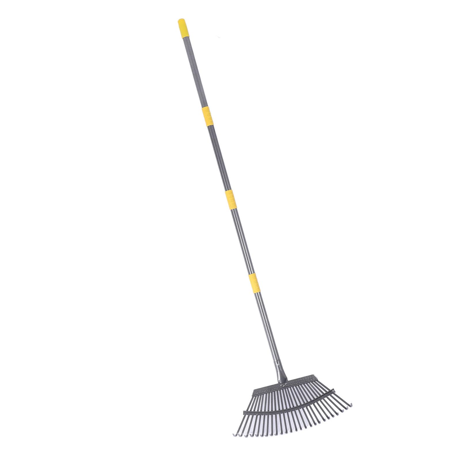 Rasenrechen, Breiter 25 Zinken, Metallkopf, Verstellbarer Griff, Robuster Metallrechen, Landschaftsrechen mit Abnehmbaren Verlängerungen für Rasen, Blumenbeete, Hofreinigung