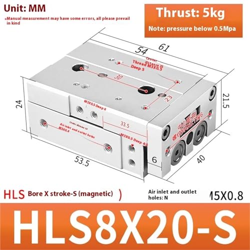 Table coulissante pneumatique HLS6-50 axe de guidage rigide course 50mm