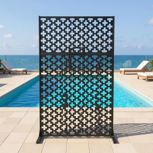 Garvee Metal Privacy Screen Outdoor, 72" h×47" w Balcony Patio Privacy Screen, Freestanding Privacy Fence, Decorative Panel, Patio Room Divider for Garden, Balcony, Deck by Garvee - Image 7