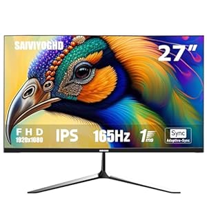 27-inch FHD Gaming Monitor，165Hz, IPS Eye Care 1080P Display, HDMI, VGA Ports, 3-Sided Border-Less，FreeSync – Height/Tilt Adjustment for Ergonomic Viewing，Black