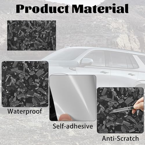 Image of QianBao 5.9''x3.8'' Compatible with GMC Vinyl Wrap Emblem Wrap Kit Logo Sticker with Plastic Squeegee and Cutter DIY Decals 9Pcs Black Forged Carbon Fiber