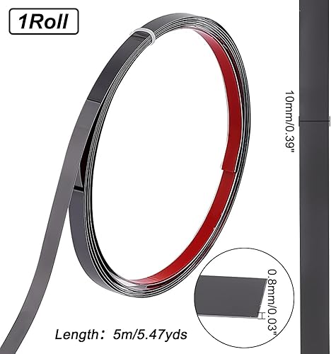 Miniatura 3 de UNICRAFTALE Moldura de pared de acero inoxidable 201 de 16.4 ft, autoadhesiva, flexible, para pared, espejo, muebles, puerta, armario, plomizo,