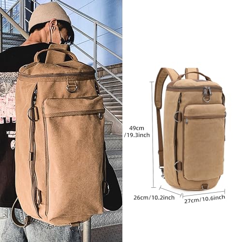 Travel Canvas Duffel Bag Garment Duffle Bag for Women Men Weekender to Backpack(Brown)2