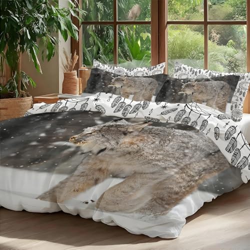 Housse de couette 200x200 faune sauvage avec fermeture éclair cachée