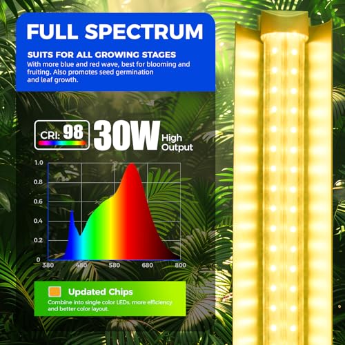 Image of Barrina 3FT T8 Grow Light, 180W(6 x 30W), 1000W Equivalent, Full Spectrum, Plant Light, Growing Lamp Fixture, LED Grow Light Strips, for Indoor Plant, Greenhouse, Linkable Design, Yellow, 6-Pack