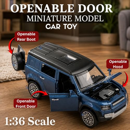 Image of GRAPHENE 1:36 Scale Die Cast SUV Pull Back Toy Car for Kids Boys Girls 2+yrs Metal Miniature Model Openable Doors Light Engine Sound Friction Toy Vehicle Realistic Design Premium Collectible Toy Cars