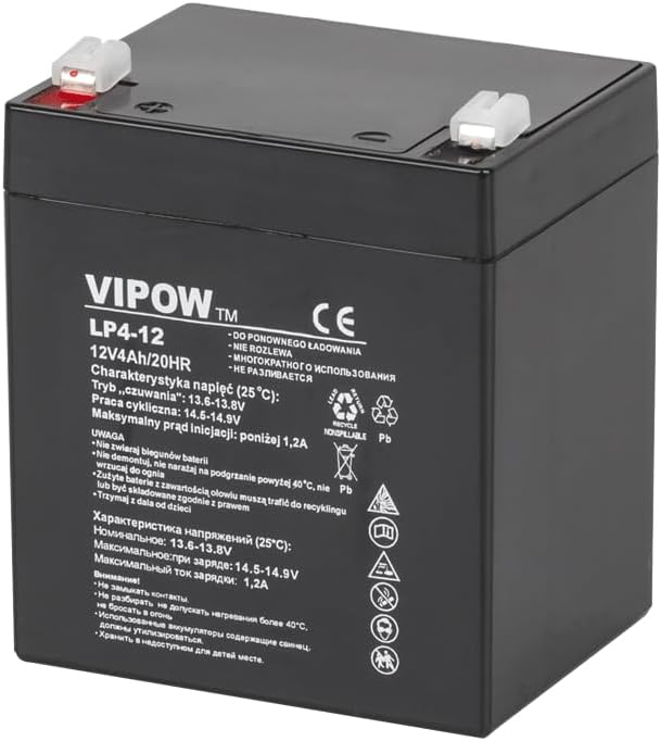 VIPOW 12V 4Ah AGM Gel Battery Sealed Deep Cycle Maintenance Free Lawnmower UPS