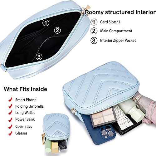 Image of Herald Quilted Small Crossbody Bag with Coin Pouch for Women | Lightweight, Vegan Leather, Trendy Style, Detachable Mini Pouch, 2 Size Cross Body Handbags with Wide Strap for Daily Travel