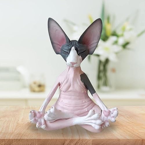 Miniatura 2 de Sphynx - Estatua de meditación de gato, estatua de jardín de gato meditante, estatua coleccionable de Zen Yoga Pose Buda para el hogar, decoración