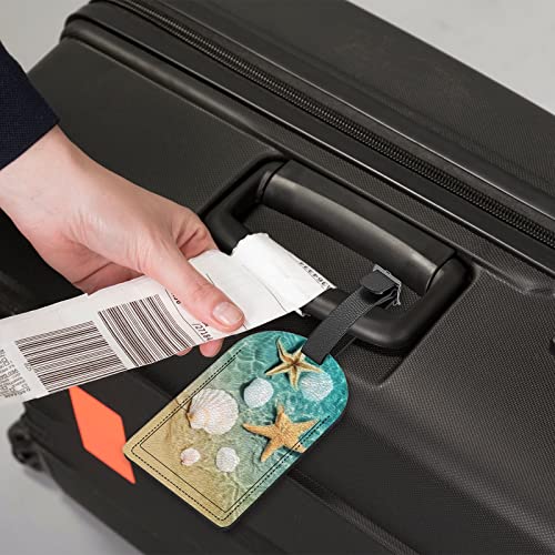 Xollar Luggage Tags Starfish Seashell On Beach Name Id Identifier Labels For Suitcase Travel Bag Leather Privacy Cover Baggage Tag 2 Pieces #TOP3