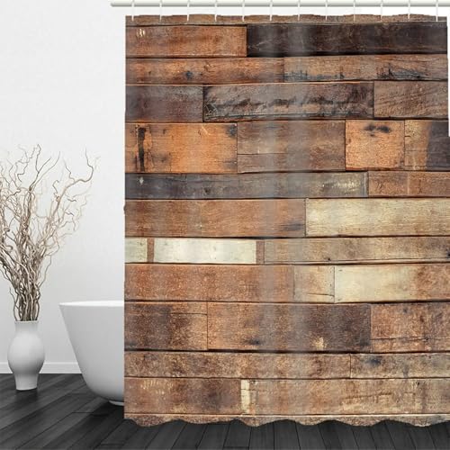 Rideau de douche marron en polyester avec anneaux