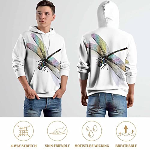 Sweatshirt imprimé 3D libellule multicolore pull doux à manches longues XL