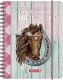 BRUNNEN 1071850081 „Ponylove“, Wochenkalender/Schülerkalender 2020/2021, 2 Seiten = 1 Woche , Blattgröße 12 x 16 cm , A6 , PP-Einband