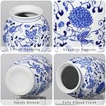 Blue and White Vase, Blue Ceramic Vase for Home Decor 8.9" Chinoiserie Vase for Flowers Blue and White Porcelain Flower Vase for Living Room, Bathroom, Dinner Table Centerpieces