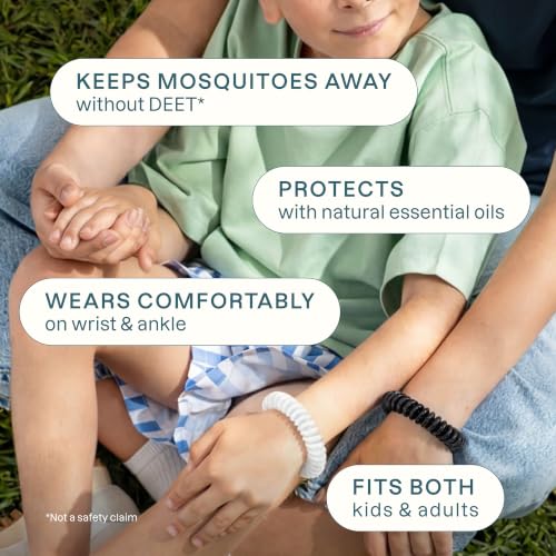 Image of Cliganic 40 Pack Mosquito Repellent Bracelets for Adults & Kids (Neutral Colors) - Natural DEET-Free Bands, Individually Wrapped