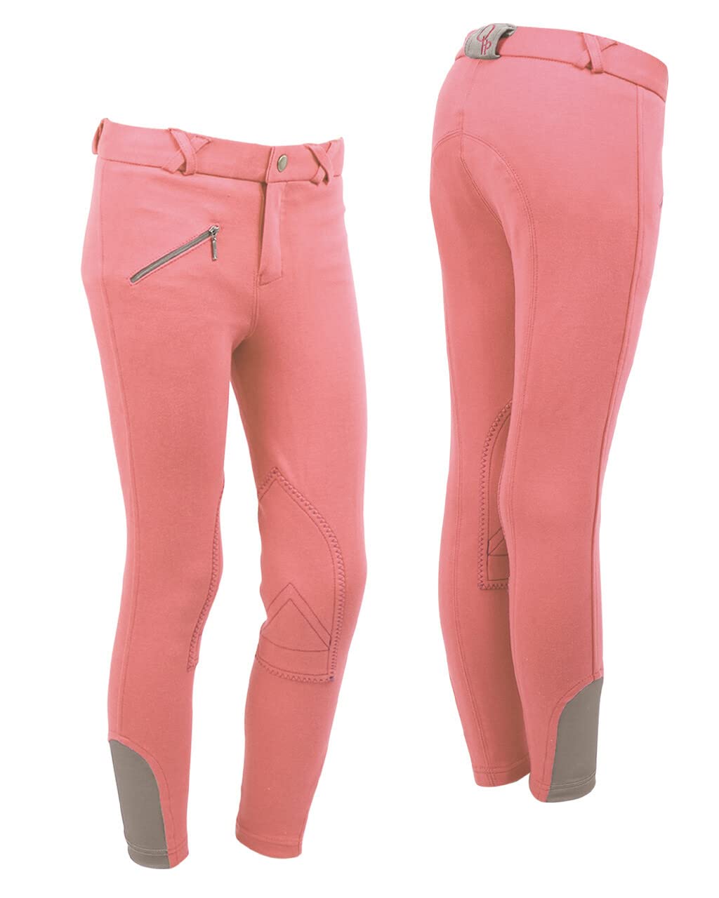 QHP Pantalon d'équitation junior pour enfant avec basanes en tissu