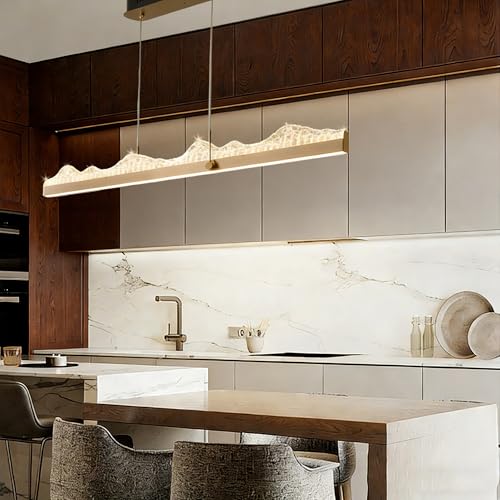 Lámpara colgante LED de comedor 130cm regulable con mando latón 7