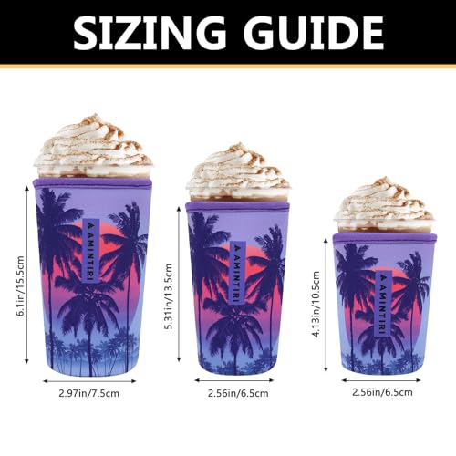 Image of 3 Pack Reusable Sleeve for Iced Coffee Cup, Coffee Neoprene Sleeve for Iced&Hot Drinks, Coffee Sleeve Compatible with Starbucks, Dunkin Coffee Cup. (Sunset Beach)